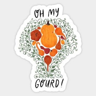 "Oh My Gourd" - pumpkins & swirls Sticker